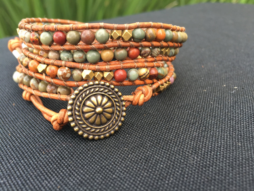4-Wrap Bracelet - Red Creek Jasper