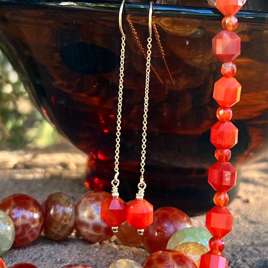 Carnelian Threader Earrings