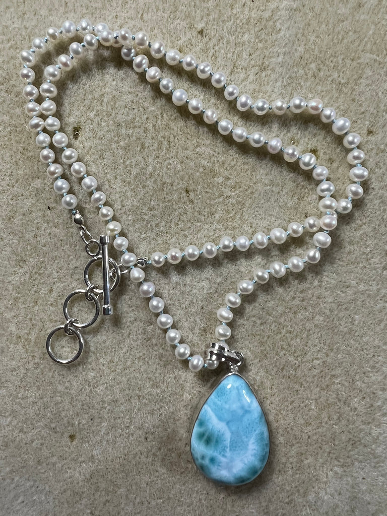 Pearl and Larimar Necklace