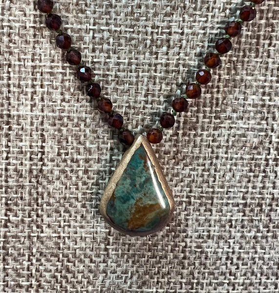 Unique Hessonite Garnet and Turquoise Necklace