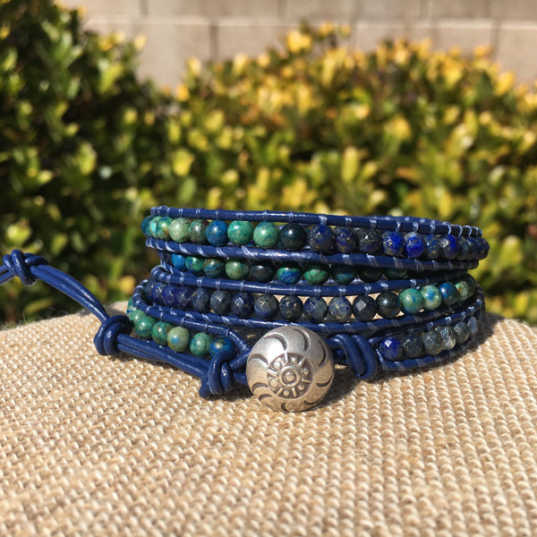 4-Wrap Bracelet - Lapis and Azurite