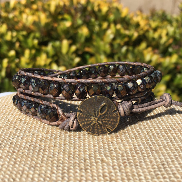 2-Wrap Bracelet - Bronzy Purple Picasso