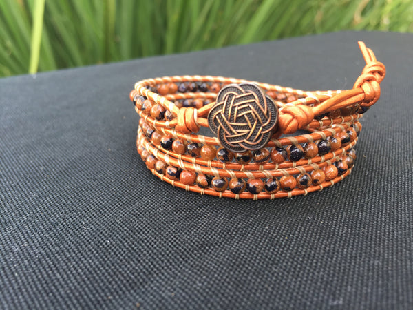 3-Wrap Bracelet - Goldstone - Fall Pick