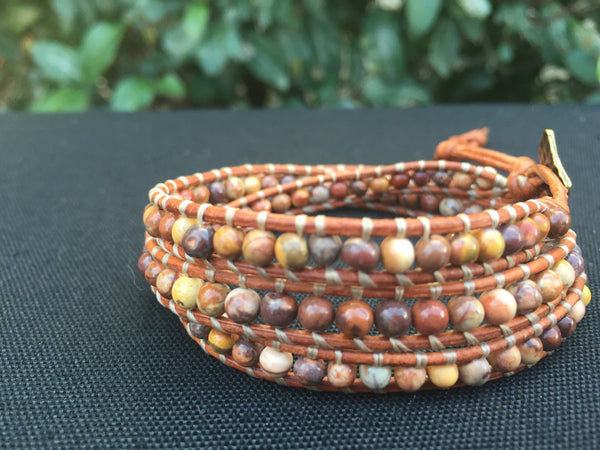 3-Wrap Bracelet - Birds Eye Rhyolite - Fall Pick