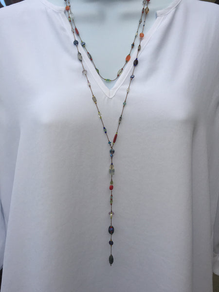 Floating  Beads  - Primary Colors Lariat Necklace