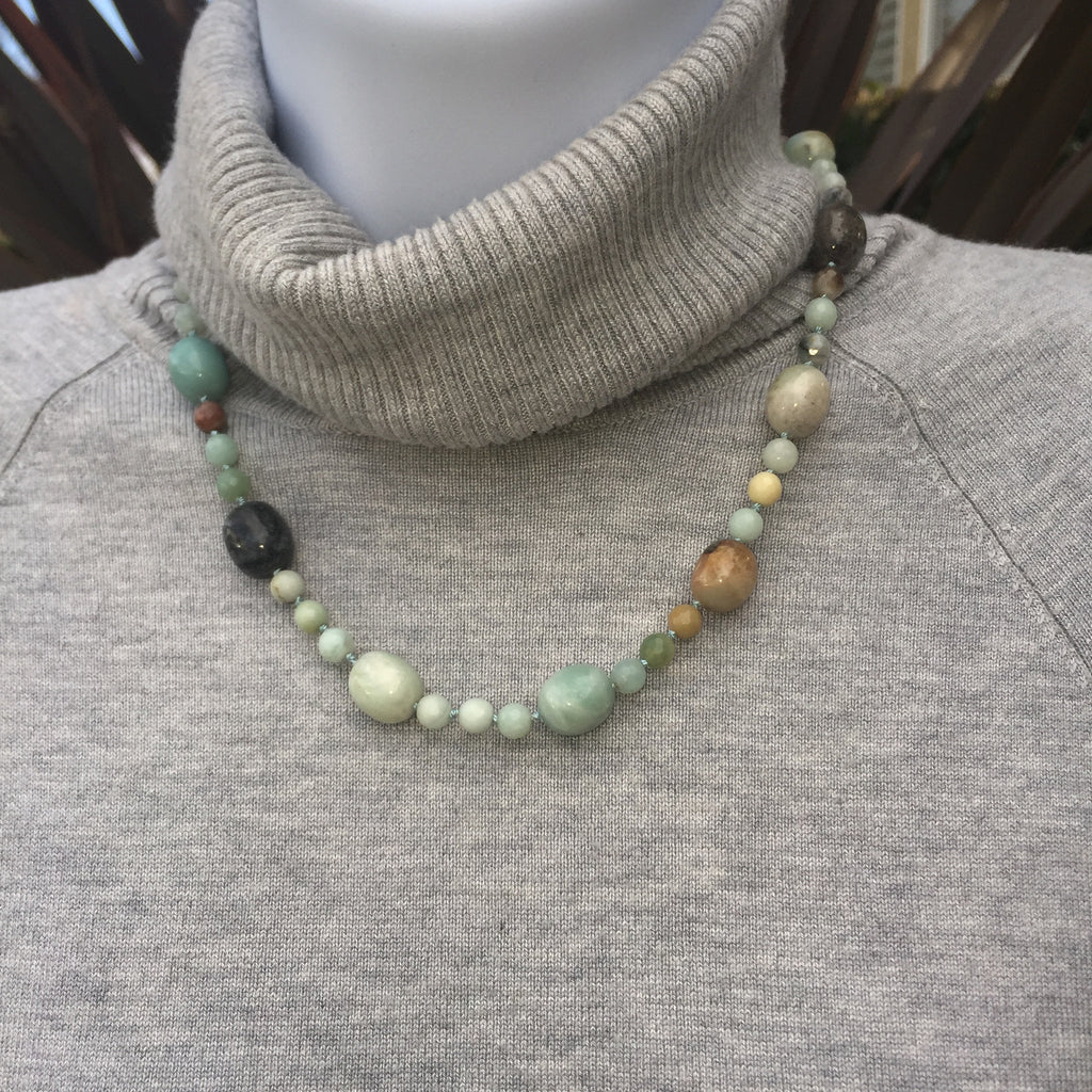 Knotted Black Amazonite Necklace