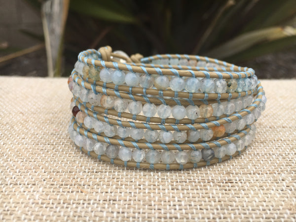 4-Wrap Bracelet - Water Agate #2