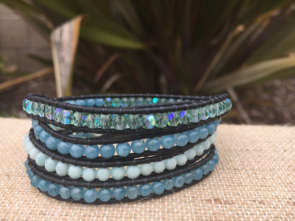 4-Wrap Bracelet - Shades of Blue Aqua