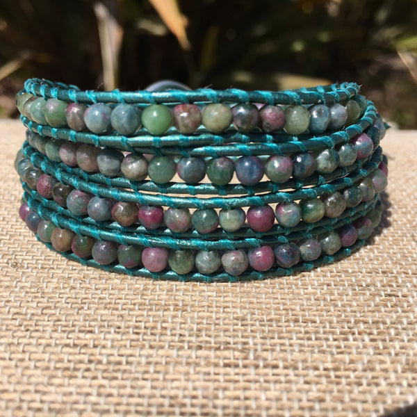 4-Wrap Bracelet - Apatite Ruby #2