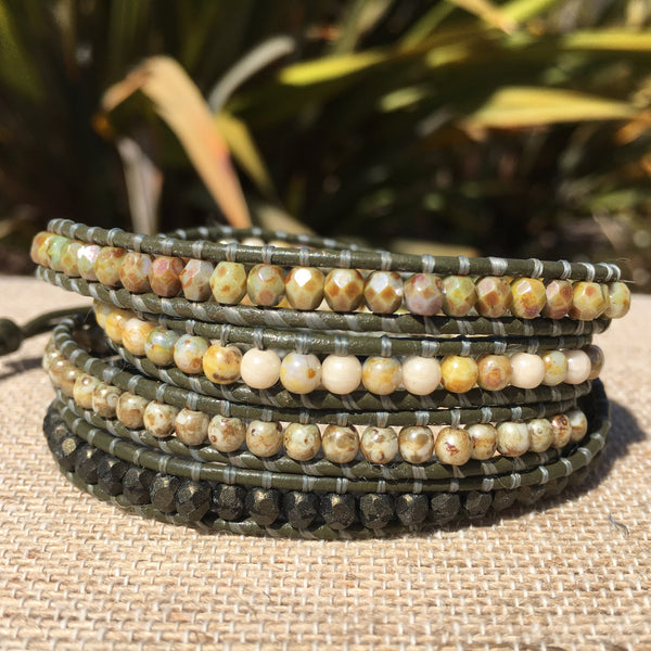 4-Wrap Bracelet - Multi Greens