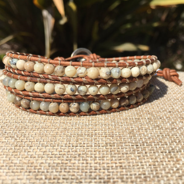 3-Wrap Bracelet - White African Opal - Fall Pick