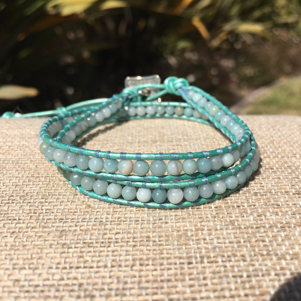 2-Wrap Bracelet - Amazonite 3mm