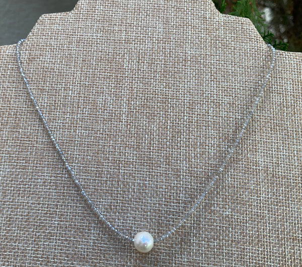 Floating Pearl Necklace - Labradorite