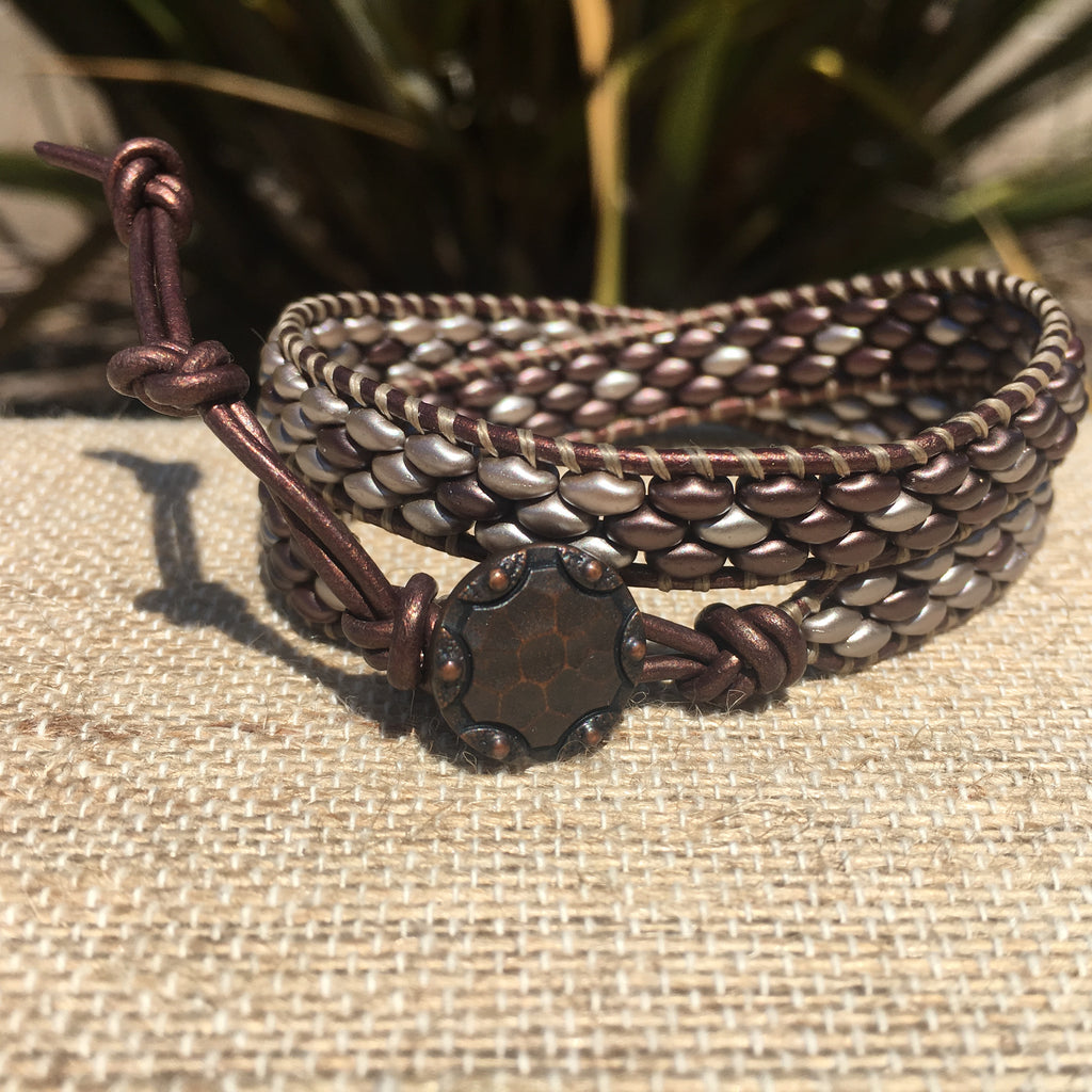 2-Wrap Bracelet - Sueded Bronze SuperDuo