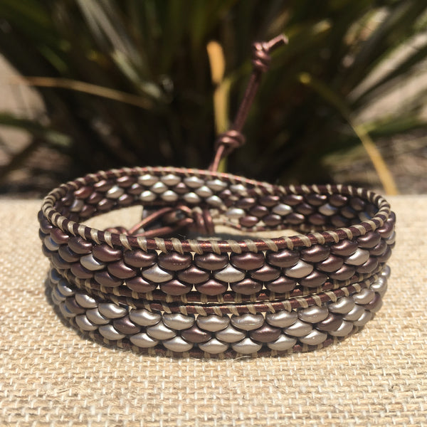 2-Wrap Bracelet - Sueded Bronze SuperDuo