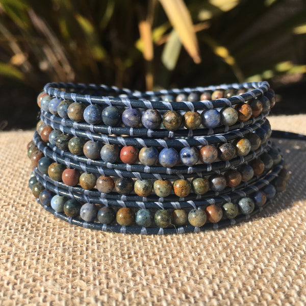 4-Wrap Bracelet - Sunset Dumorterite