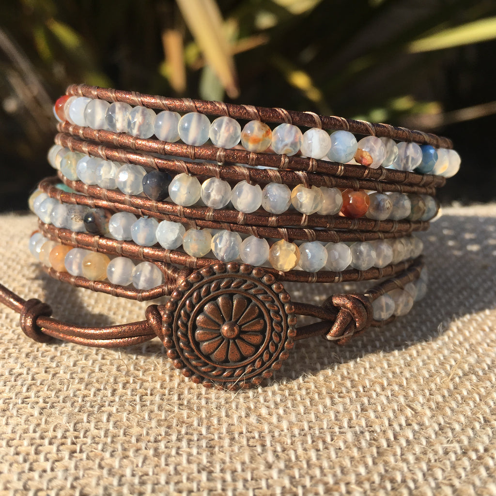 4-Wrap Bracelet - Water Agate #3