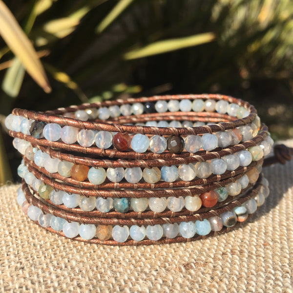 4-Wrap Bracelet - Water Agate #3
