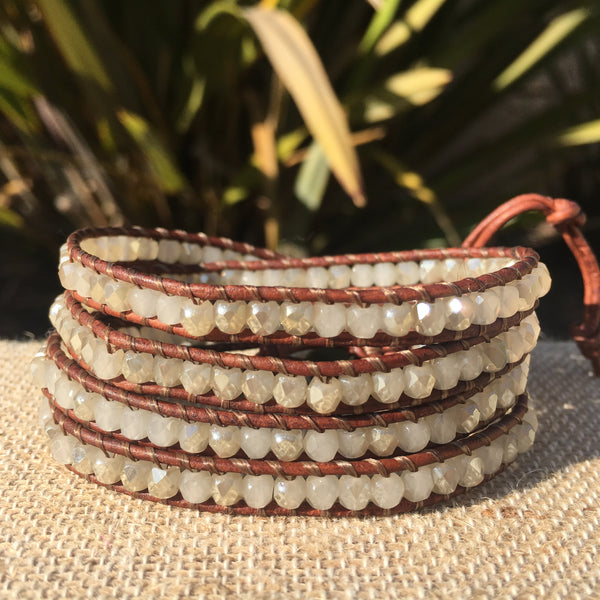 4-Wrap Bracelet - Natural with Sparkle!