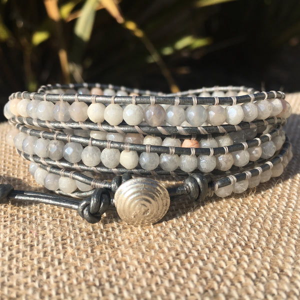 4-Wrap Bracelet - Silver Aventurine