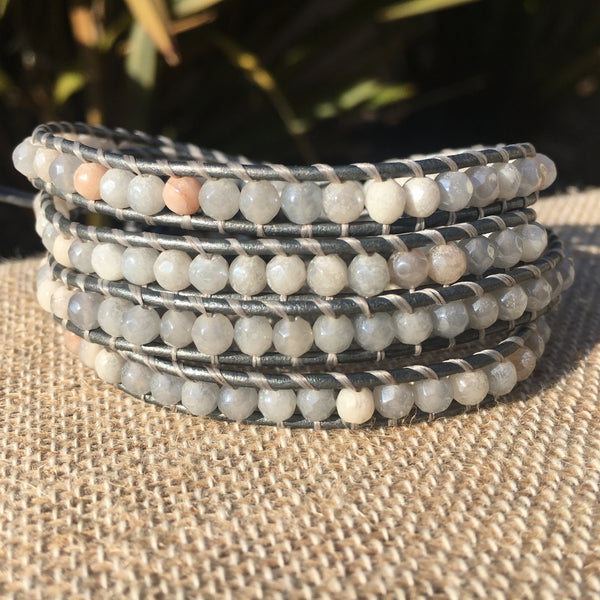 4-Wrap Bracelet - Silver Aventurine