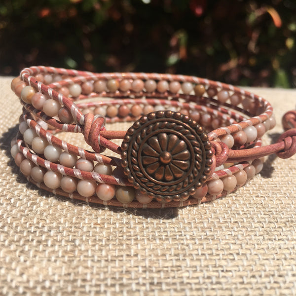 3-Wrap Bracelet - Matte Adobe Jasper