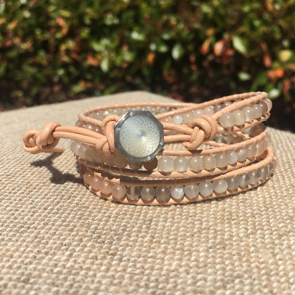 3-Wrap Bracelet - Mixed Moonstone