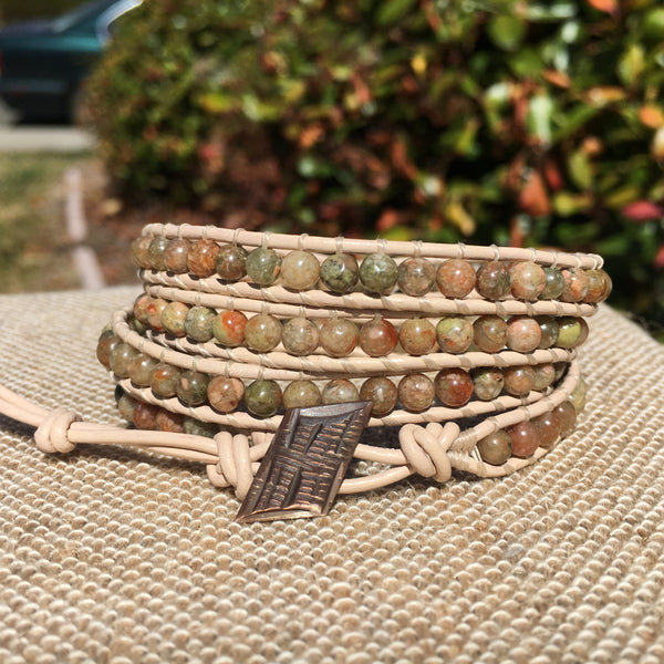 4-Wrap Bracelet - Unakite