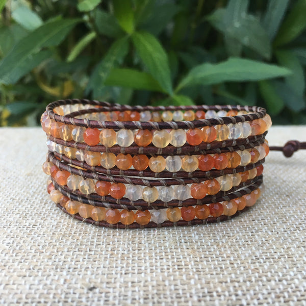 4-Wrap Bracelet - Carnelian