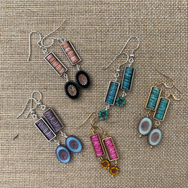 Framed Shell Earrings - Lavender