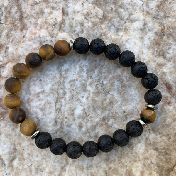 Unisex/Men's - Black Lava and Matte Tiger Eye