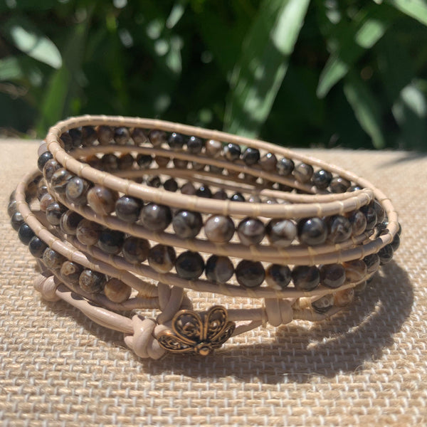 3-Wrap Bracelet - Turitella Agate