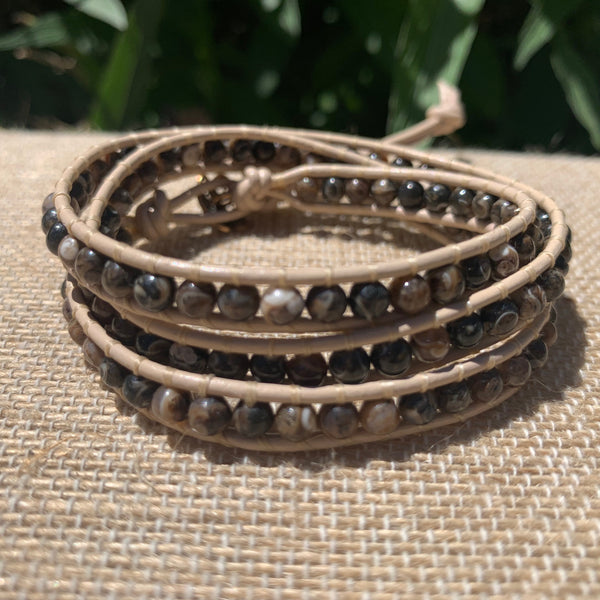 3-Wrap Bracelet - Turitella Agate