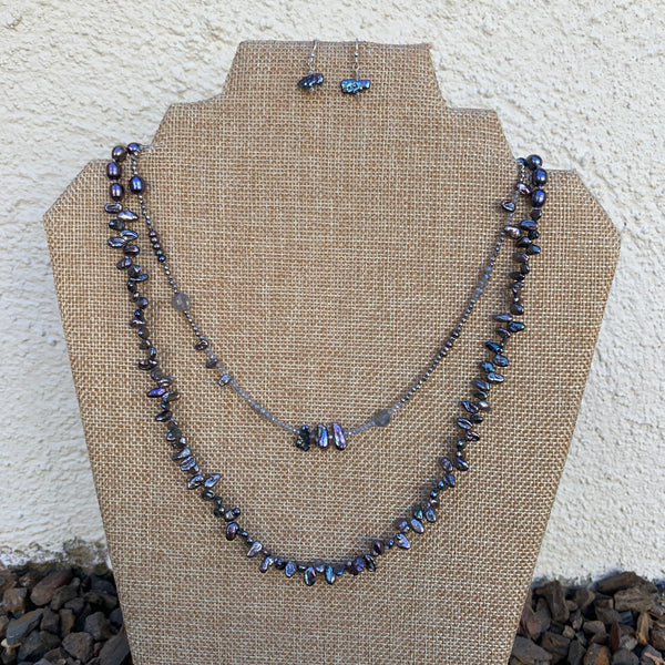 Just a Little Bit Necklace - Labradorite and Pearls