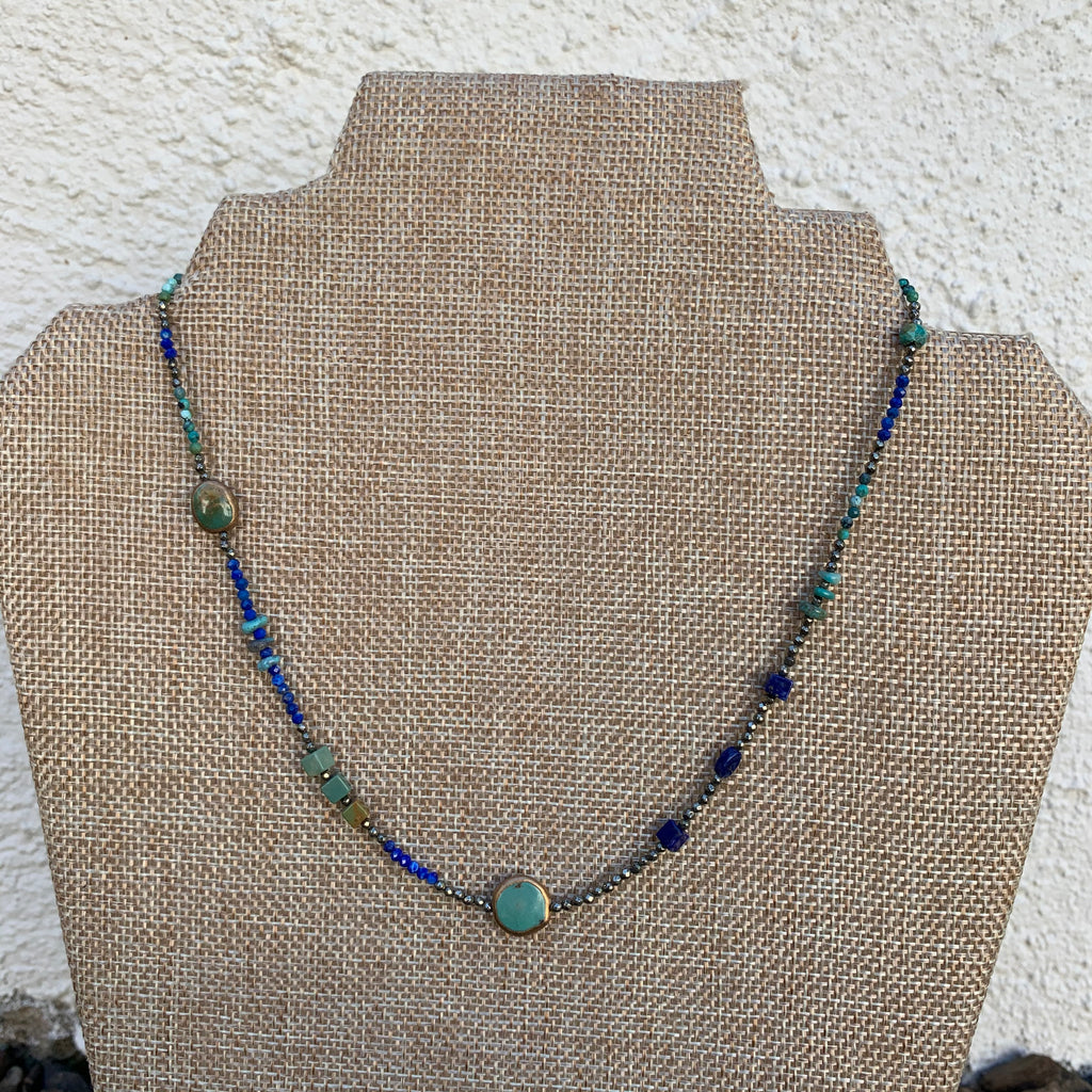 Just a Little Bit Necklace - Turquoise and Lapis