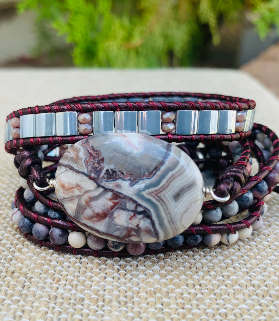 Thin Leather Wrap Bracelet | Laguna 8 XL