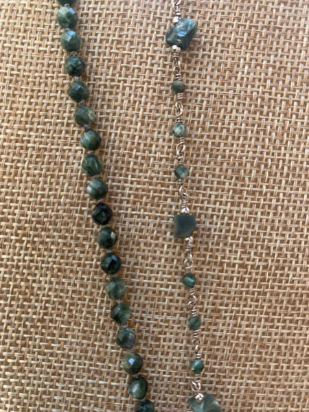 Seraphinite knotted necklace with pendant