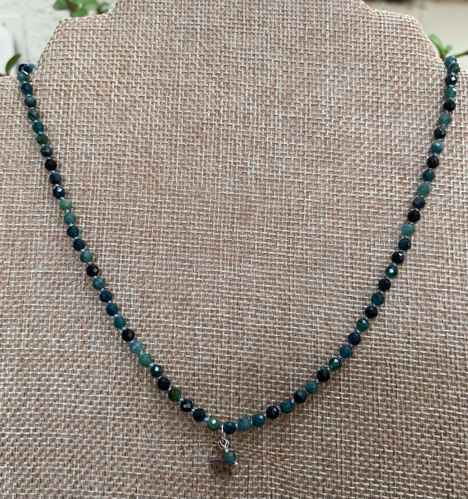 Blue Tourmaline Knotted Necklace - version 2