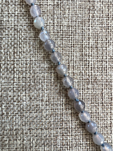 Grey Agate 108 Bead Mala Necklace