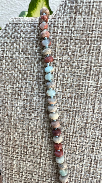 African Opal/Impression Jasper Knotted Necklace