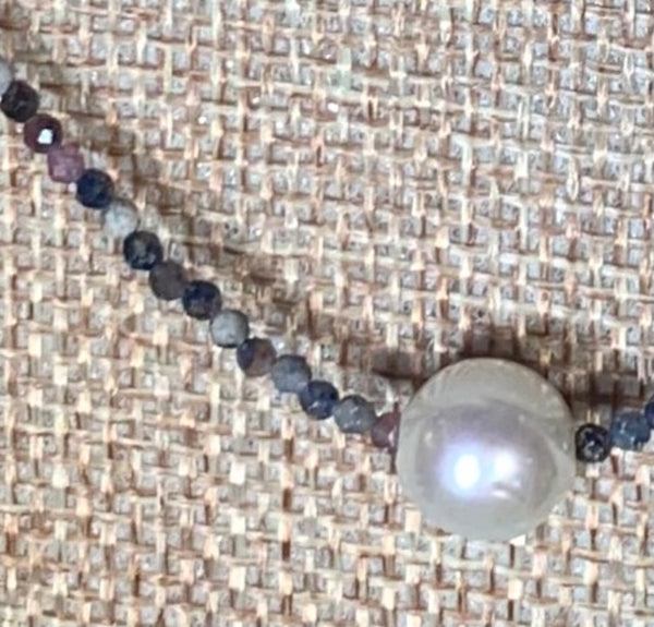 Floating Pearl Necklace - Ruby Sapphire
